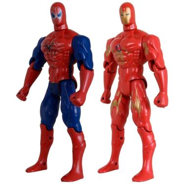 Imagem de Kit Dupla De Heróis Homem De Ferro Homem Aranha Articuláveis