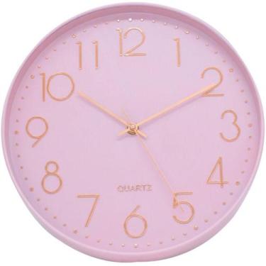 Imagem de Relógio de Parede Rosa 30x30cm  Decoração Moderna e Charmosa para Sua 