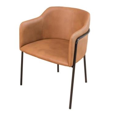 Imagem de Poltrona Gama Estofada Caramelo Base de Aço Carbono Preto - 69302 - Su