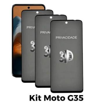 Imagem de Kit 3UN Película 3D Privacidade de Vidro para Motorola Moto G35 - NoBr