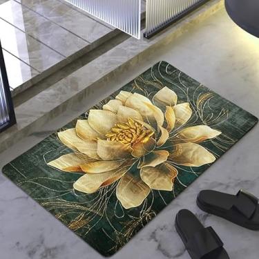 Imagem de Tapete De Banheiro Quadrado Absorve Água Antiderrapante Secagem Rápida 38x58cm (FLOR DE LÓTUS)