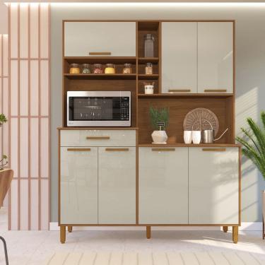 Imagem de Cozinha Compacta Indekes Braga 7 Portas E 1 Gaveta 161,5cm Freijó/off White