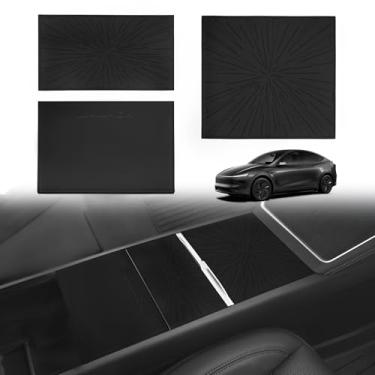 Imagem de BestEvMod 3 peças de forros de inserção de capa de console central compatíveis com Tesla Model Y Juniper 2026 Refresh Launch Series Padrão Protetor de Console Tapetes Sem Interferência com