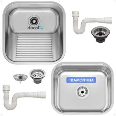 Imagem de Tanque 40x40x23 Docol Lavanderia Inox 25L Acetinado Fosco e Cuba Tramo