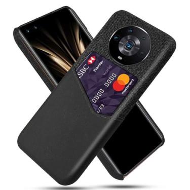 Imagem de Capa para Honor Magic4 Ultimate,Anti-deslizamento,Proteção contra quedas de 360°,Resistência à impressão digital,Tela e caso de couro PU com 1 slot de cartão atrás-Black