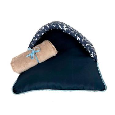 Imagem de Kit 2 Pçs Cama Iglu e Toca e Saco de Dormir Pet 2 em 1 Téo Impermeável