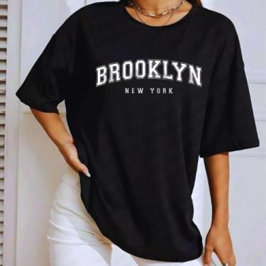Imagem de Camiseta T-Shirt Feminina Brooklyn Moderna Streetwear Elegante 100% Al