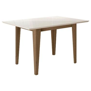 Imagem de Mesa De Jantar 160cm Liz Com Vidro Carvalho Off White – Poliman