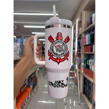 Imagem de COPO TERMICO 1200ML COM ADESIVO DE TIMES(CORINTHIANS NO BRANCO)