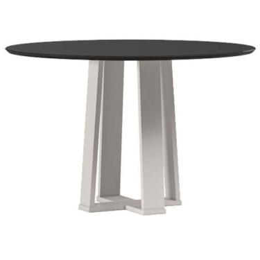 Imagem de Mesa De Jantar 120 Cm Isabela Com Vidro Off White Preto  New Ceval - N