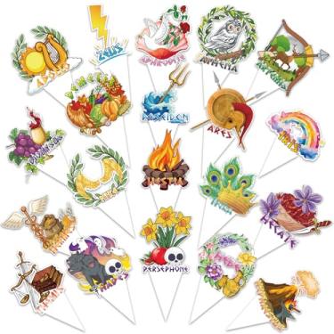 Imagem de 60pcs Greek Mythology Cupcake Toppers, Greek Mythology Cupcake Decorations, Olympian Gods Cupcake Toppers, Fit for Percy Jackson Party, Camp Half Blood Party (No Need Assembled)