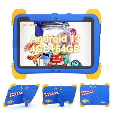 Imagem de C idea Tablet infantil Android 13, tablet de 10,1 polegadas para crianças, tablet infantil de 4 GB de RAM + 64 GB de ROM (1 TB TF), tela IPS FHD, IWAWA pré-instalada, bateria de 6000 mAh, WiFi 5G |