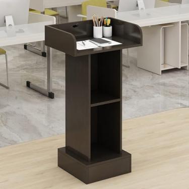 Imagem de Suporte De Pódio Escolar Com 2 Salas De Armazenamento, Púlpitos De Pé Para Escritório De Sala De Aula De Faculdade, Púlpito De Professores Fácil De Montar, Black