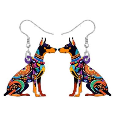 Imagem de DALANE Presentes fofos de acrílico para mãe de cachorro Doberman Brincos pendentes engraçados com estampa de mandala, joias boêmias, presentes para mulheres, amantes de cães, animais de estimação
