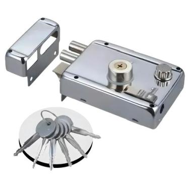 Imagem de Fechadura Tetra De Sobrepor Dupla Trava Antifurto Prata - Snel Seguran