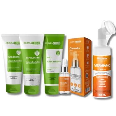 Imagem de Kit Skincare Anti Oleosidade e Acne Sabonete + Esfoliante + Gel Hidratante +Sérum Clareador de manchas 30ml + Mousse Limpeza Facial 150ml - 5 ITENS