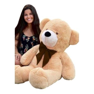 Imagem de Urso de Pelúcia Gigante com Laço, 110 cm, Teddy Bear (Doce de Leite com Laço Tabaco)