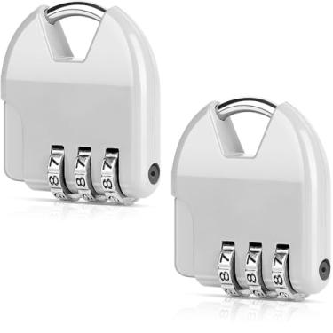 Imagem de SAISN Cadeado de combinação de 3 dígitos, combinação de cadeado pequeno, pacote com 2, cadeado de mochila de liga de zinco para armário de academia, cerca de portão, bagagem, gavetas de casa, prata