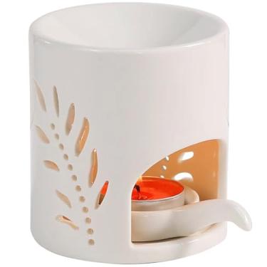 Imagem de Auxmeware Queimador de óleo essencial para óleo perfumado, aquecedor de óleo, difusor de vela, aquecedor de cera Tealight, suporte de luz de chá, redondo