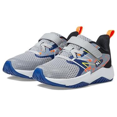 Imagem de New Balance Tênis de corrida infantil Rave Run V2 Hook & Loop, Nuvem de chuva/céu noturno/laranja chama, 2 X-Wide Toddler