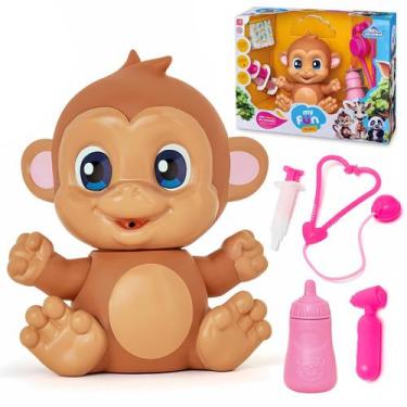 Imagem de Macaco Bebê Que Mama E Chora My Fun Tears Zoo Com Kit Médico Seringa E
