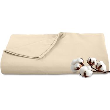 Imagem de Royale Linens Lençol plano de 300 fios, 100% algodão penteado longo, supermacio, lençol de cima - lençol de cima - lençol de cima California King vendido separadamente - Apenas lençóis respiráveis