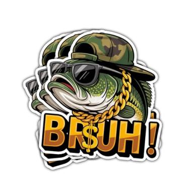 Imagem de 3 peças adesivo de peixe robalo engraçado presente de pesca legal para pescadores pai pai caiaque barco pescadores bruh robalo adesivos humor pescador equipamento de pesca decalque para laptop garrafa