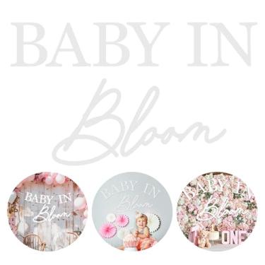 Imagem de Janlaugh Baby in Bloom Banner Grande 3 m Decoração de Chá de Bebê Guirlanda com Corda para Pano de Fundo Revelação de Gênero Placa de Parede de Gravidez Adereços de Cabine de Fotos de Festa (Branco