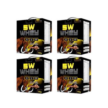 Imagem de Kit 4 Whey Protein 5W MBD Nutrition 1kg Proteína Concentrada Treino Mu