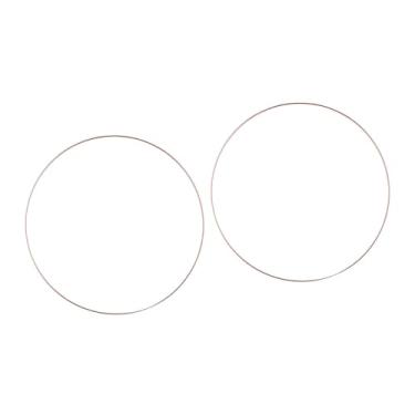 Imagem de Lilihuimaoyi 2 peças de argolas florais de metal, anéis de guirlanda de macramê, decoração de mesa central, anéis de metal simples para artesanato e decoração de, Ouro Rosa 20 Cm