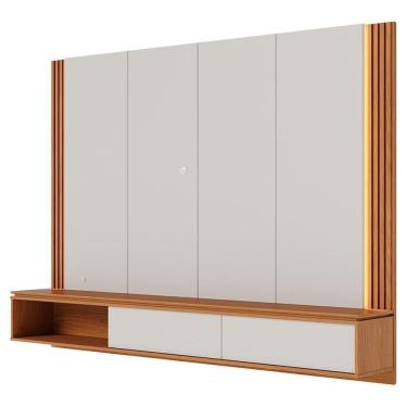 Imagem de Painel Suspenso TV 75 Polegadas 217 Cm Loa Colibri Off White Matte Freijo