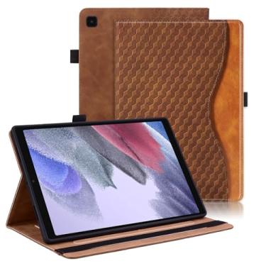 Imagem de Varohix Capa para Samsung Galaxy Tab A7 Lite 22.1 cm 2021 (modelo SM-T220/T225/T227) suporte de visualização multiângulo de couro PU com bolso para cartão Galaxy Tab A10 Lite, marrom