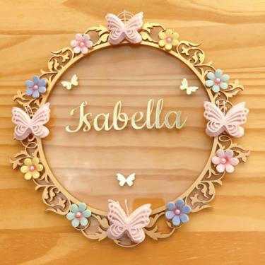 Imagem de Enfeite Porta Maternidade Floral 2 Acrílico e Espelho