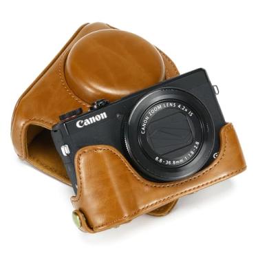 Imagem de Hargedis Capa de couro PU para câmera Canon Powershot G7X Mark III/II DSLR bolsa para câmera