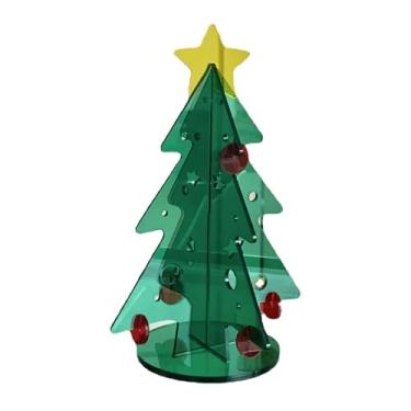 Imagem de Árvore de Natal de acrílico Kit Diy Mini Instalação simples Árvore de Natal para decoração de decoração de férias Decoração de escritório em casa (Médio 80-105mm / 3.1-4.1in)