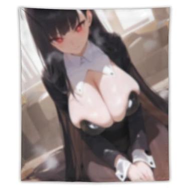 Imagem de LIEGBMEU Tapeçaria sexy de anime menina 127 x 152 cm arte de colcha de parede decoração de tapeçaria caprichosa AF189