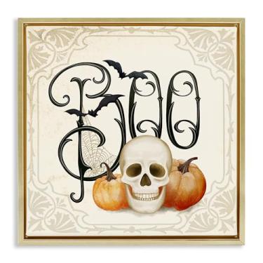 Imagem de Stupell Industries Something Wicked Boo Gold Framed Floater Canvas Wall Art Design por Nicole Tamarin, 25 x 25
