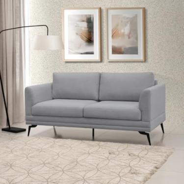 Imagem de Sofá Living Elegante Poemme 1,80mt Pé De Ferro - Linho Cinza