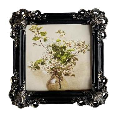 Imagem de Kuntesetty Moldura de Foto Vintage, Decoração de Quarto Barroco, Porta-retratos Retrô, Moldura de Foto Ornamentada para Mesa, Sala de Estar, Decoração de Livrari, Preto, Tamanho real