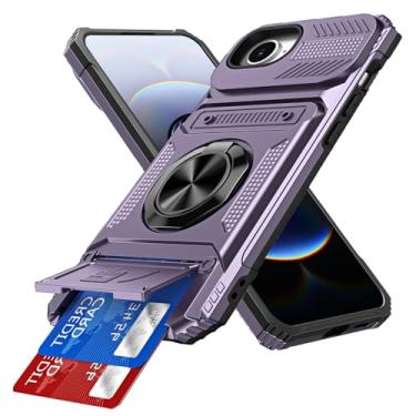 Imagem de COTDINFOR Capa para iPhone 16e com suporte de cartão integrado [loja 2 cartões] anel de 360° suporte resistente à prova de choque capa carteira protetora de corpo inteiro para iPhone 16e 6,1 polegadas