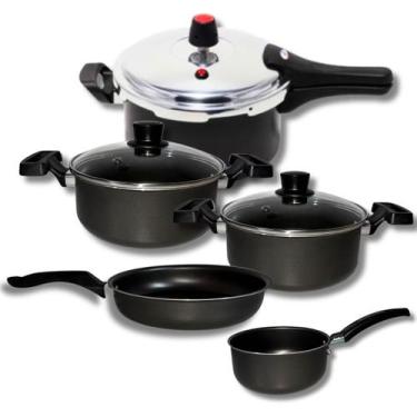 Imagem de Kit De Panelas 5 Peças Com Panela De Pressão 3l Teflon Gal - Gal Alumí