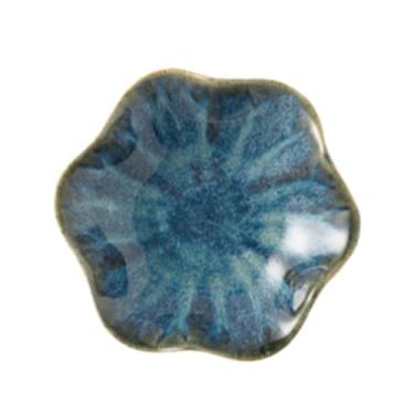 Imagem de UGPLM Tigela para chaves, suporte para colheres em formato de flor, descanso para colheres, prato para anéis, bandeja de cerâmica para bugigangas para, Azul