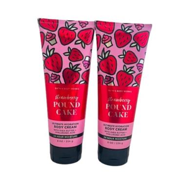 Imagem de Bath and Body Works Bolo de Libra de Morango Pacote com 2 Creme Corporal Ultra Karité 227 g (Bolo de Libra de Morango)