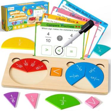 Imagem de Quebra-cabeça educacional D-fantix Wooden Fraction para crianças