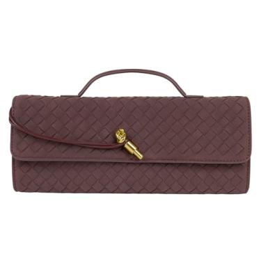 Imagem de Joryin Bolsa feminina de tecido para noite, bolsa tiracolo de camurça vermelha, bolsa formal para noite