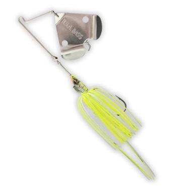 Imagem de U.S.A. BASS TACKLE Isca de pesca premium Stiletto Buzzbait Largemouth Smallmouth Spotted Bass Hover Head Saia de silicone personalizada Lâmina bolha Clacker Gancho resistente (Chartreuse branco, 14 g)