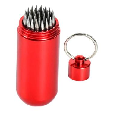 Imagem de Dynwave Ferramenta de reparo de ponta de taco de sinuca, formato de ponta de taco, profissional, com chaveiro, acessórios práticos de alumínio para manutenção, Vermelho
