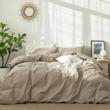 Imagem de Conjunto de capa de edredom MooMee Bedding 100% algodão lavado King