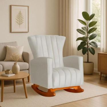 Imagem de Poltrona Amamentação E Descanso Pés Balanço Libia Suede Suede Bege - B