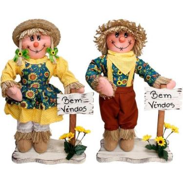 Imagem de Kit Casal Espantalhos Festa Junina Xará Fazenda Sítio 50cm - OUTRAS MA